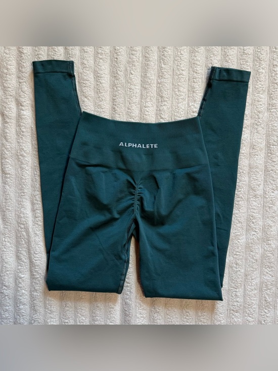 Alphalete Pants - Alphalete Seamless Gym Leggings Dark Teal Green Scrunch Butt High Waist XS